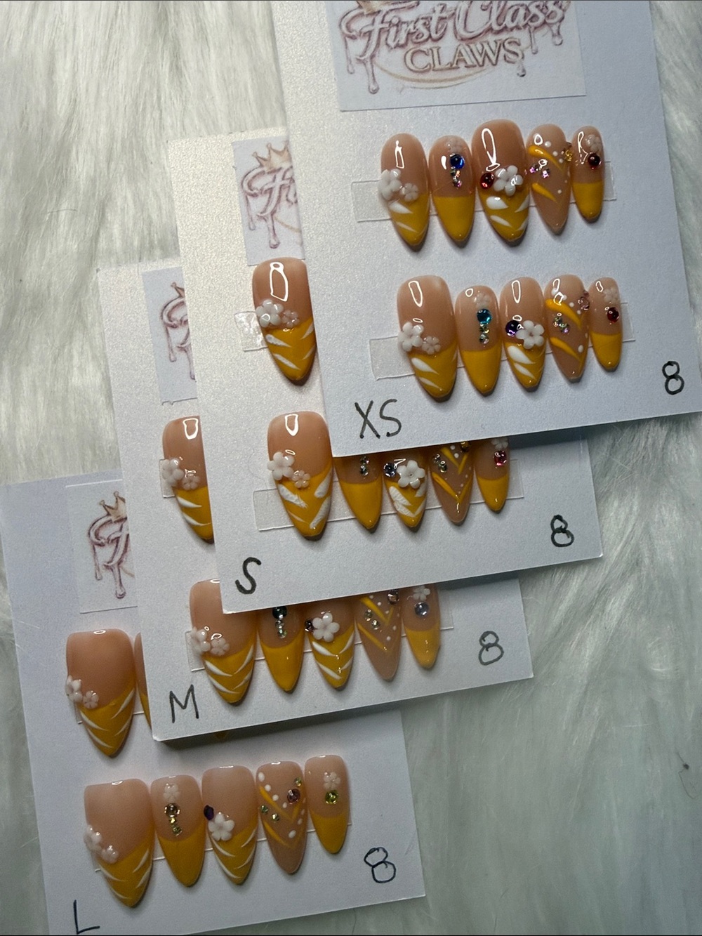 Yellow & Nude Floral Press-On Nails